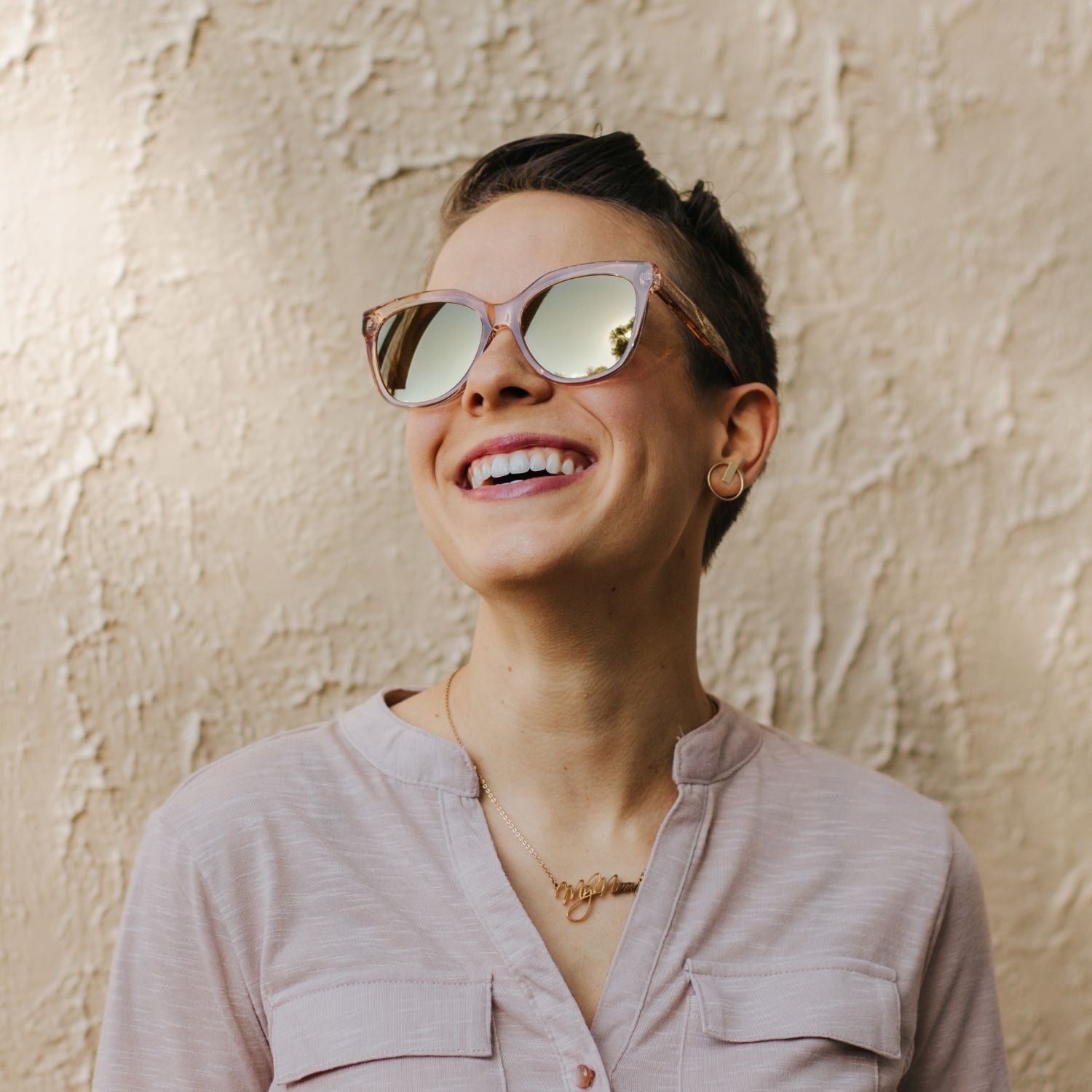 #color_Guava Mimosa Orchid with Polarized Gold Mirrored Lenses