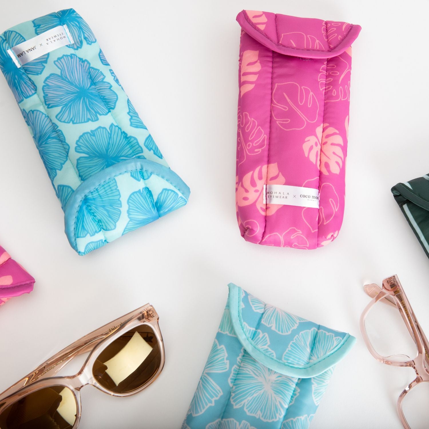 Coco Moon X Mohala Eyewear Soft Case - Sunrise Blooms in Monstera - Individual Sale