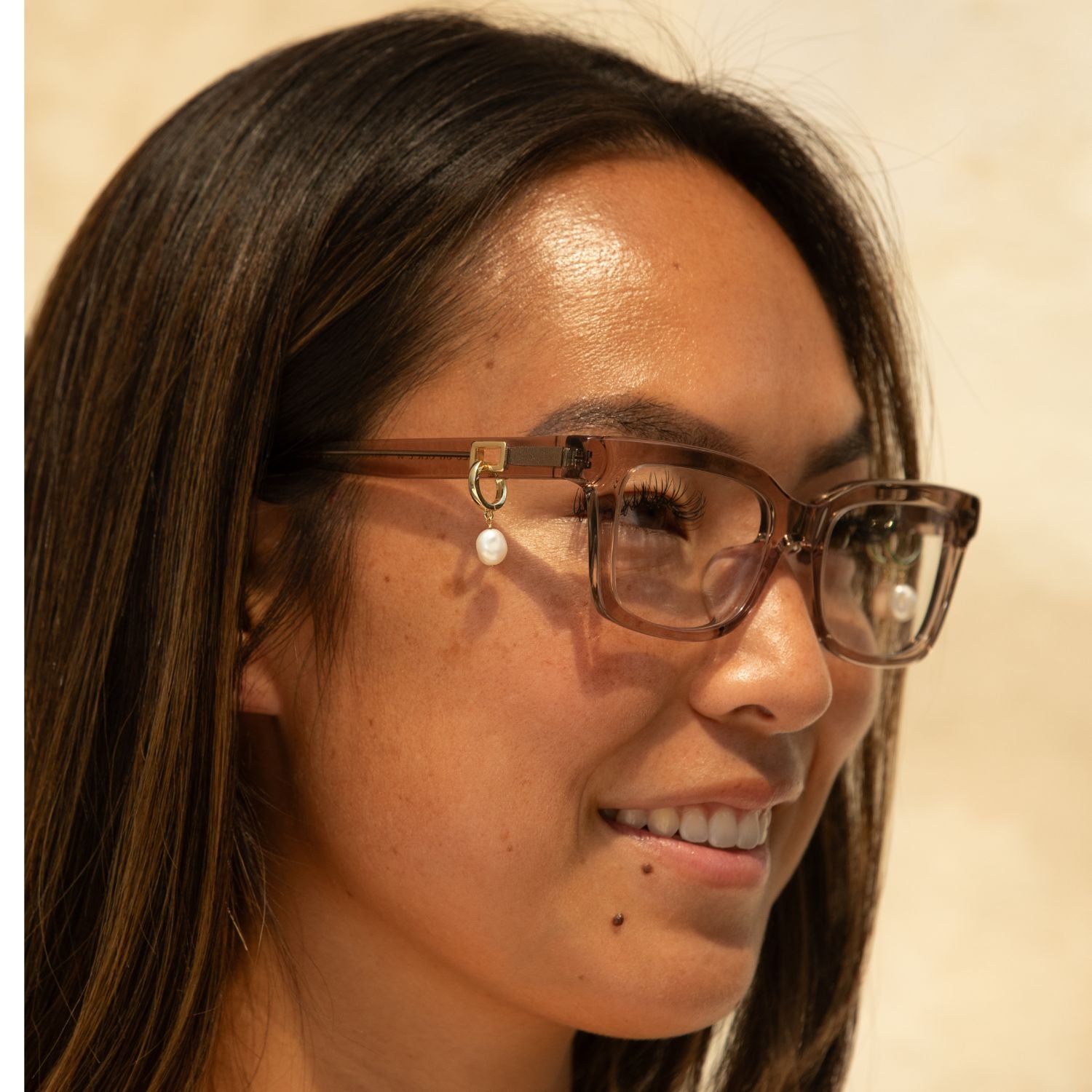 White Keshi Pearl Huggie by Misha Hawaii