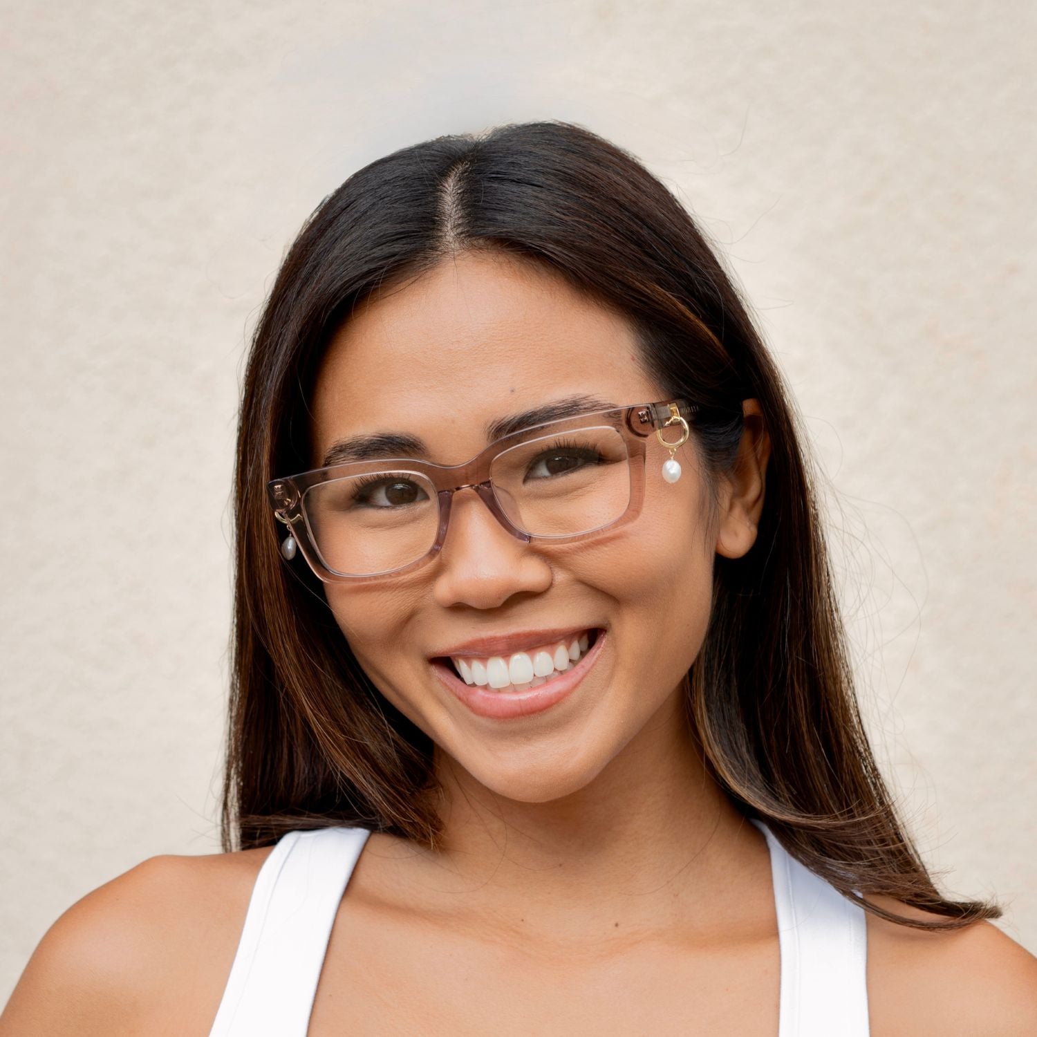 White Keshi Pearl Huggie by Misha Hawaii