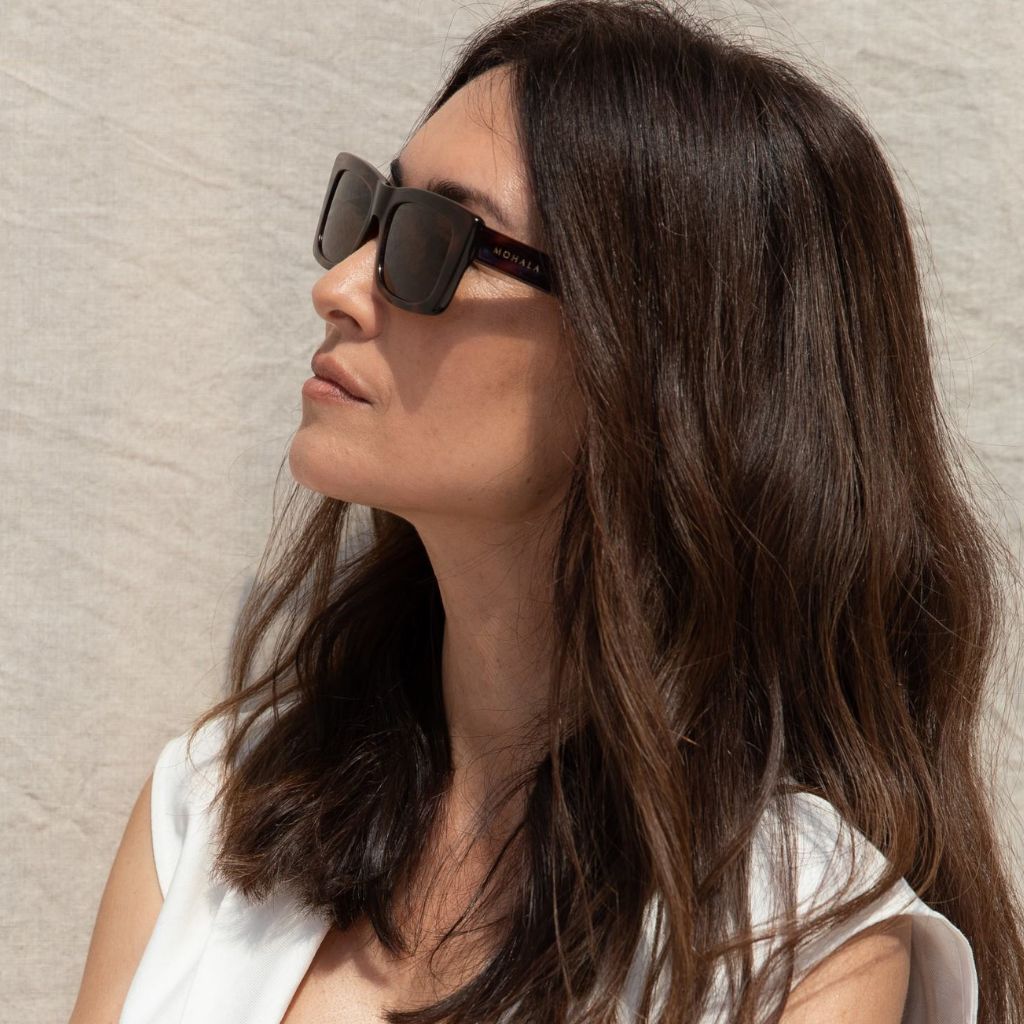 visible:Brenda has a heart face shape, med width, medium nose bridge #color_Tiger Eye Tortoise with Polarized Tan Lenses