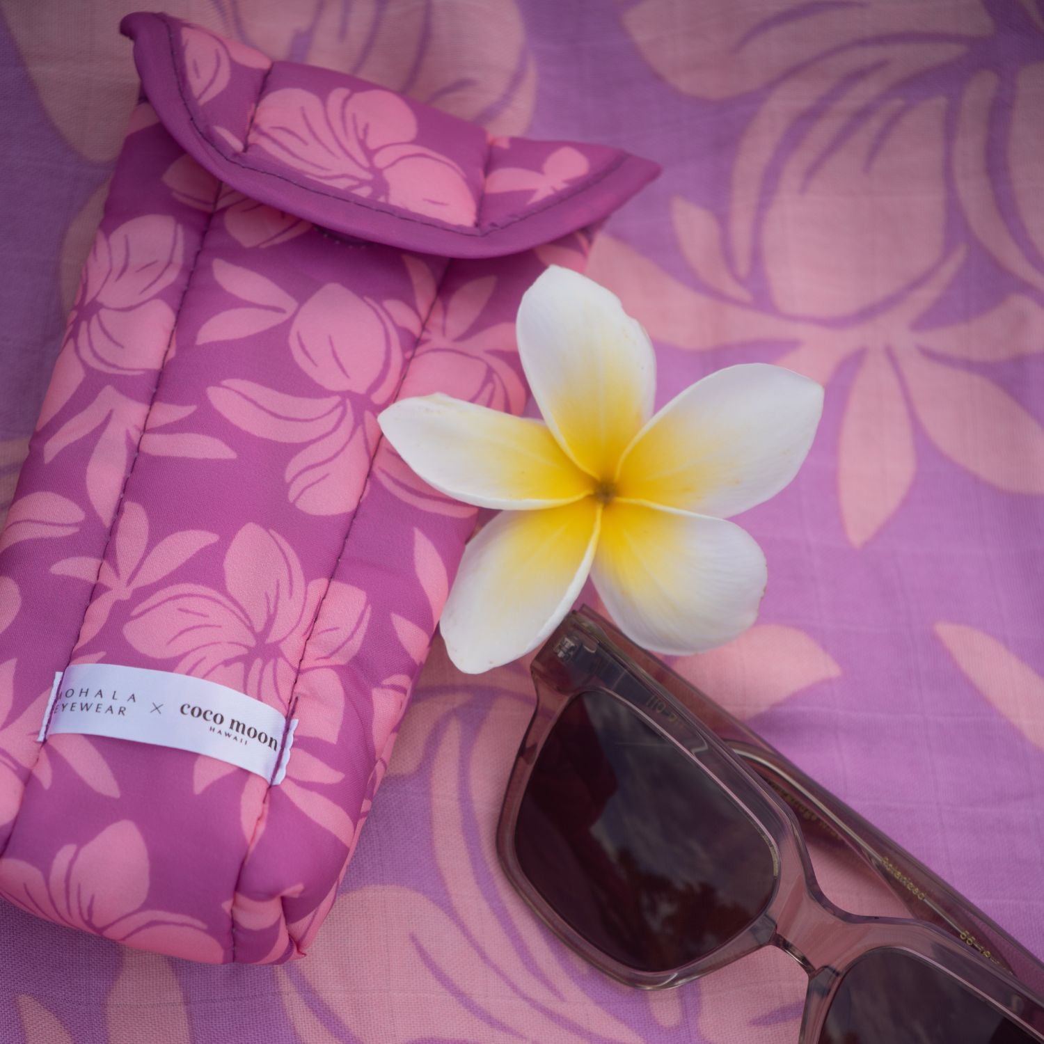 Coco Moon X Mohala Eyewear Soft Case - Sunrise Blooms in Plumeria - Individual Sale