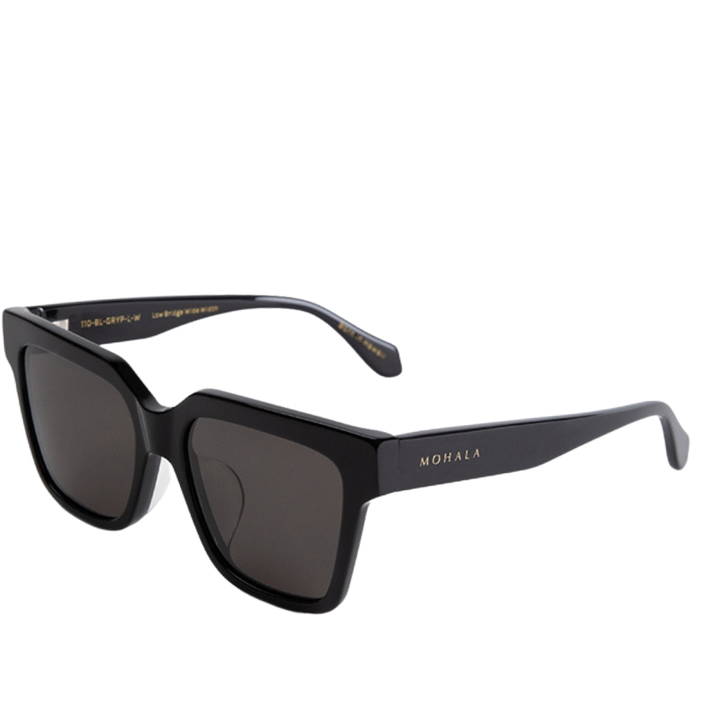 Hana Black Lava Side [details] #bridge_low nose bridge #color_Black Lava with Polarized Gray Lenses