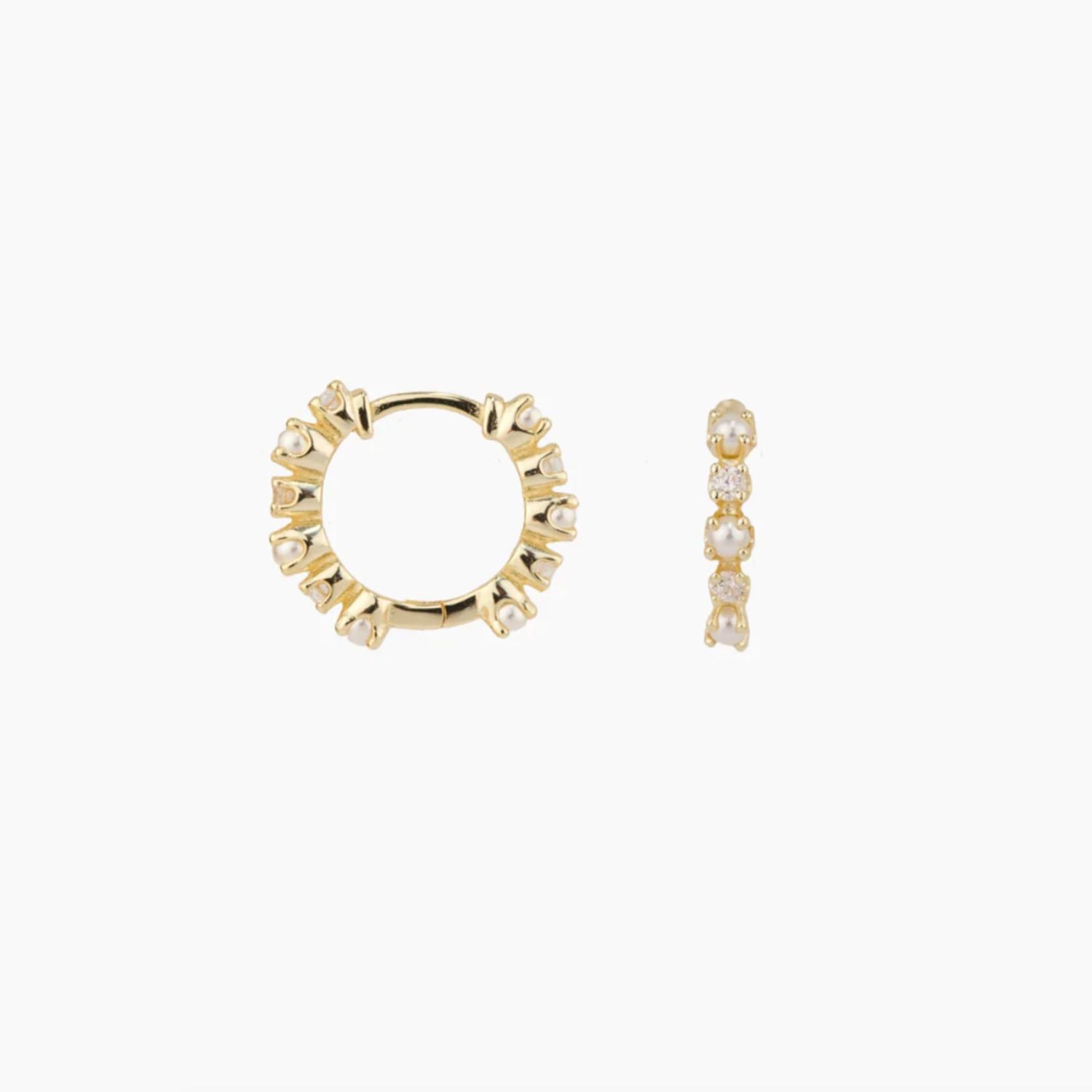 Makara White Pearl Huggie by Misha Hawaii