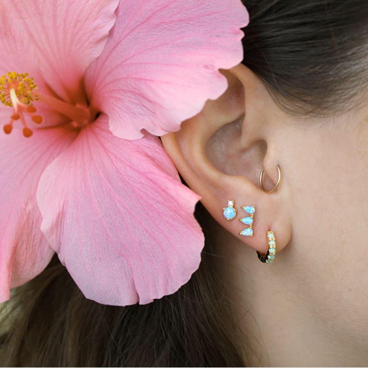 Opal Huggie by Misha Hawaii