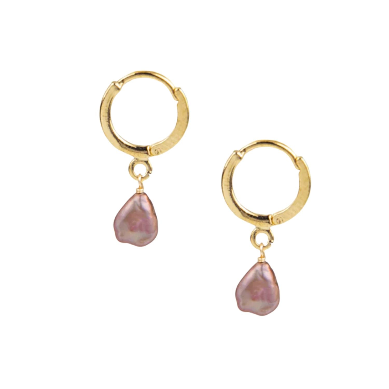 Pink Keshi Pearl Huggie by Misha Hawaii
