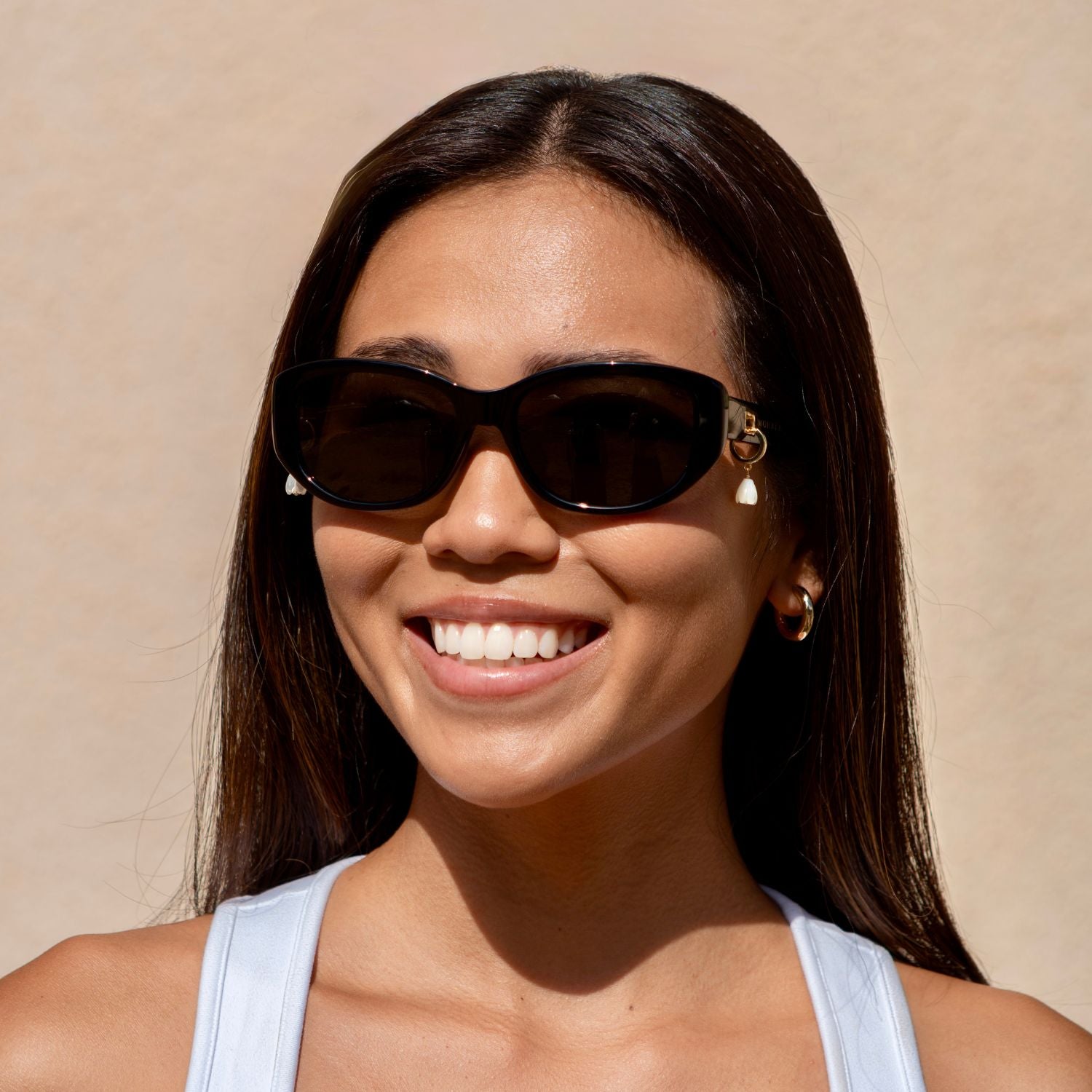 White Pikake Huggie 14kt Vermeil by Misha Hawaii